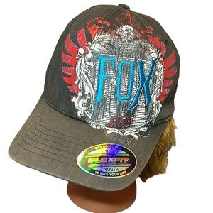 Fox Baseball Hat Flex Fit Small-‎ XS Unisex black red white blue